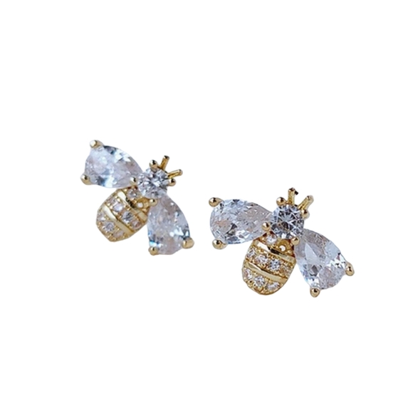 Cubic Zirconia Bee Earrings- one left! - Picture 1 of 4